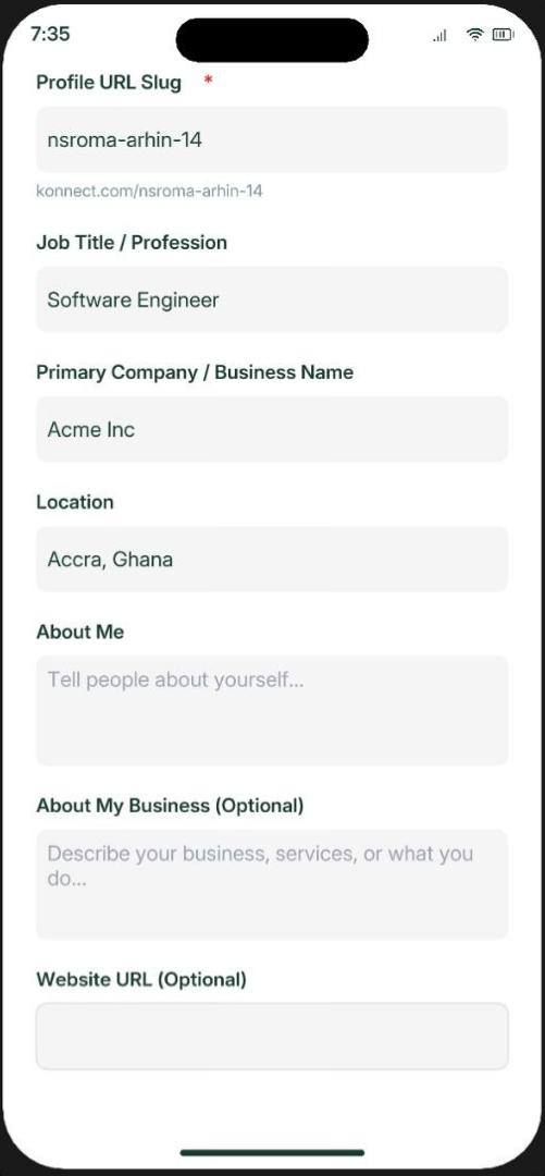Profile Setup Form